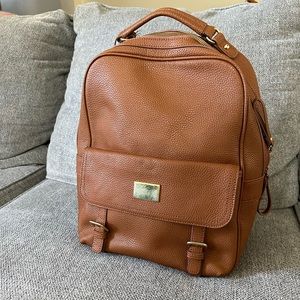 Genuine brown leather backpack